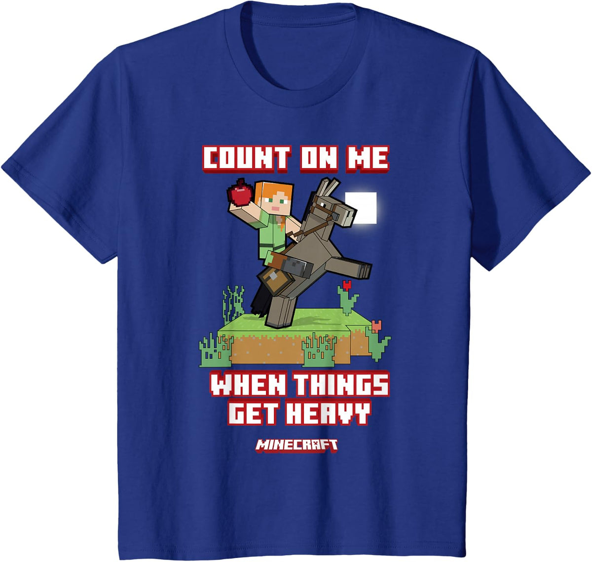 Minecraft Valentine's Day Count On Me When Things Get Heavy T-Shirt - Royal Blue