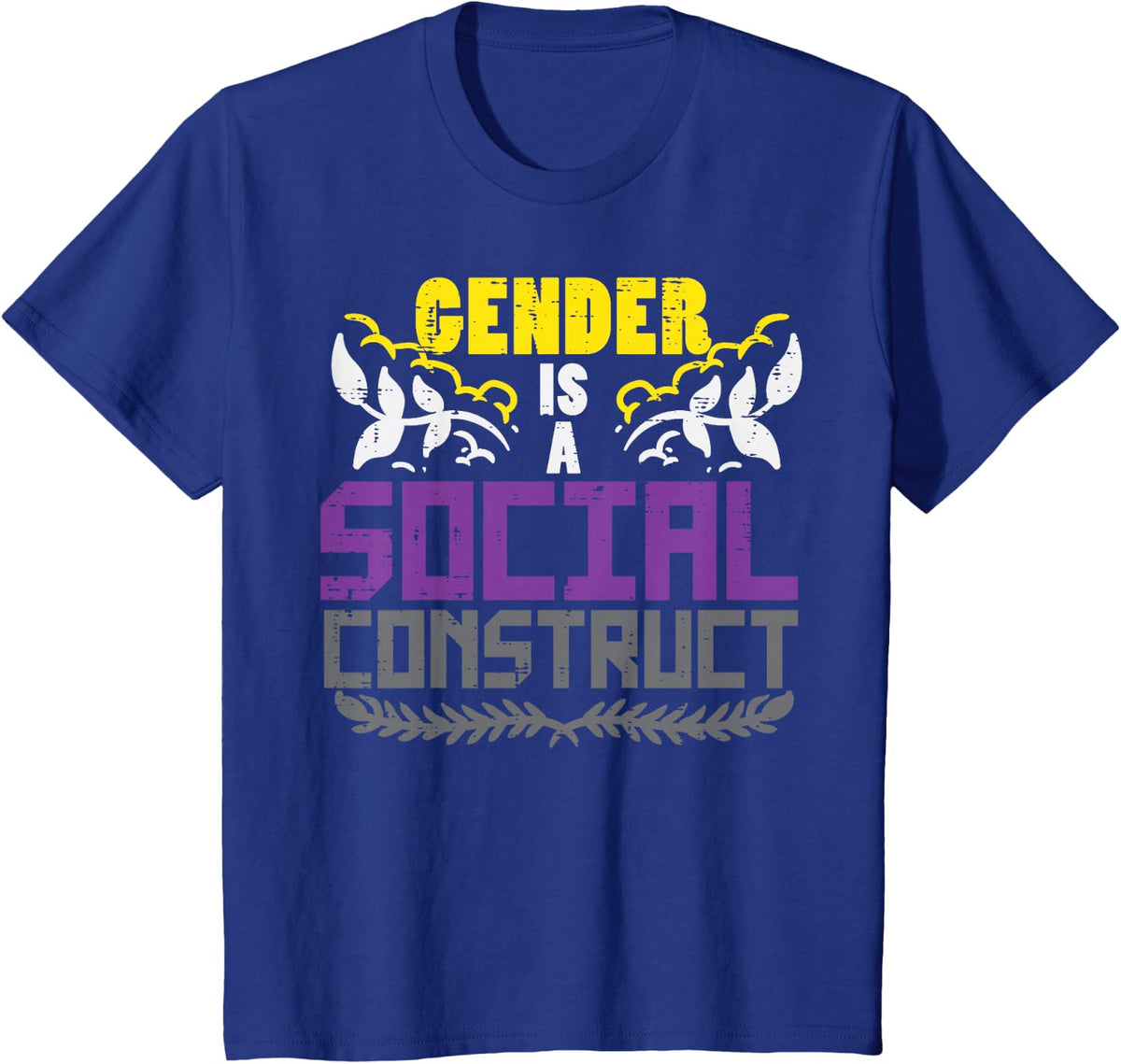 Gender Social Construct Nonbinary Enby NB Pride Flag LGBTQ T-Shirt - Royal Blue