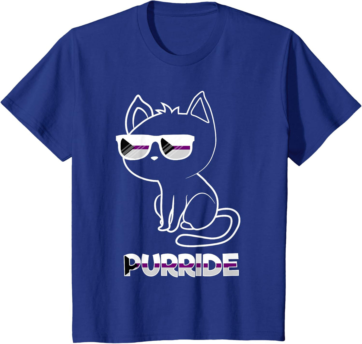 Purride Demisexual Flag Sunglasses Gay Pride Cat Lover Gift T-Shirt - Royal Blue