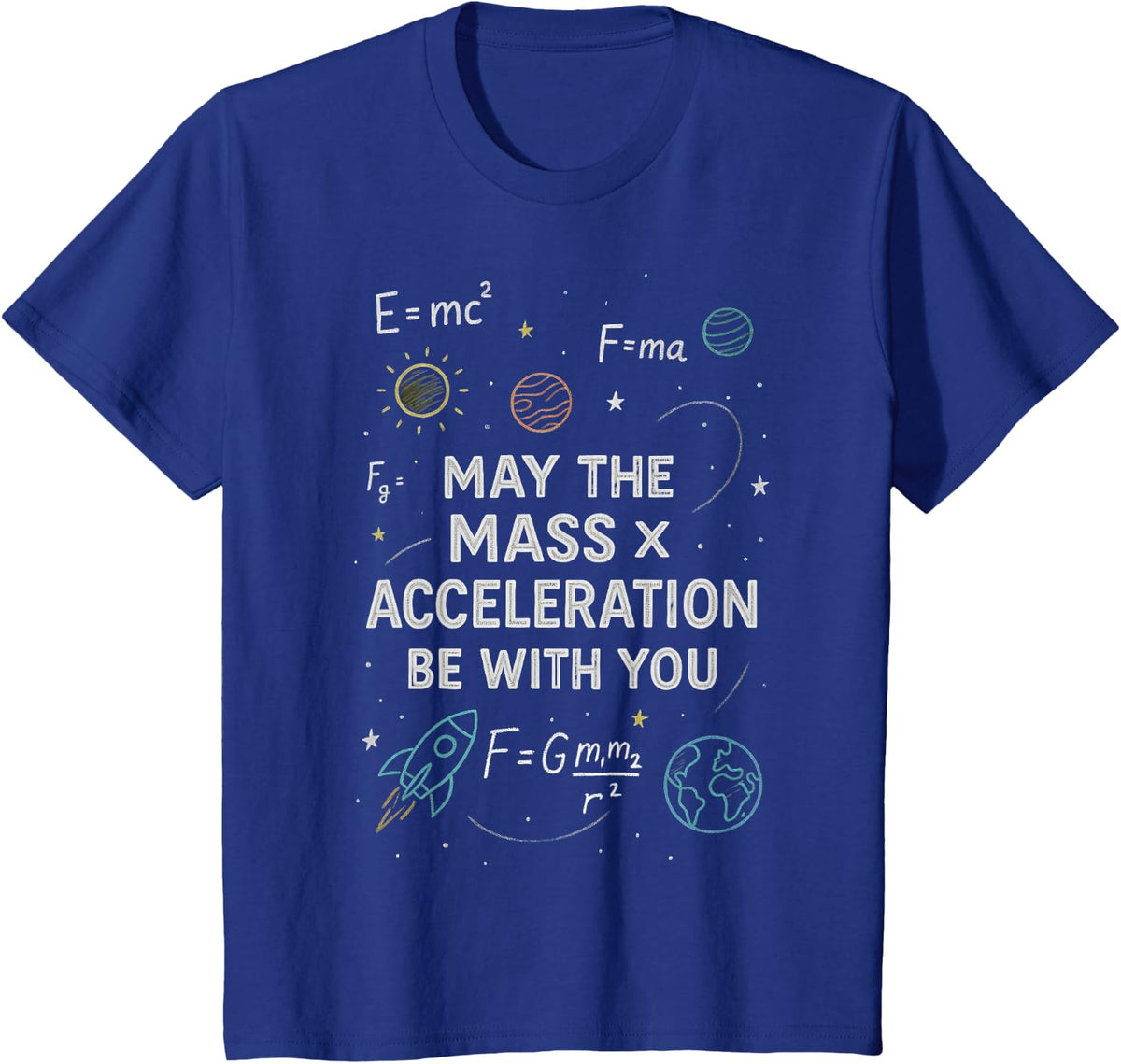 Funny Physics Parody May The Mass x Acceleration Be with You T-Shirt - Royal Blue