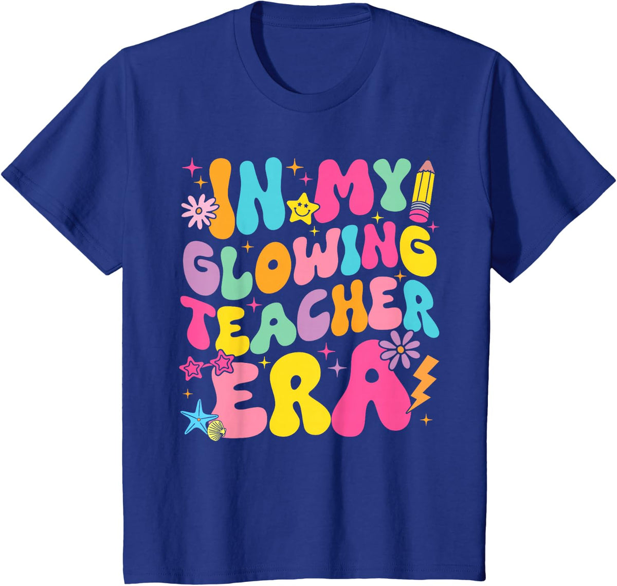 In My Glowing Teacher Era Funny Teaching Back To School T-Shirt - Royal Blue