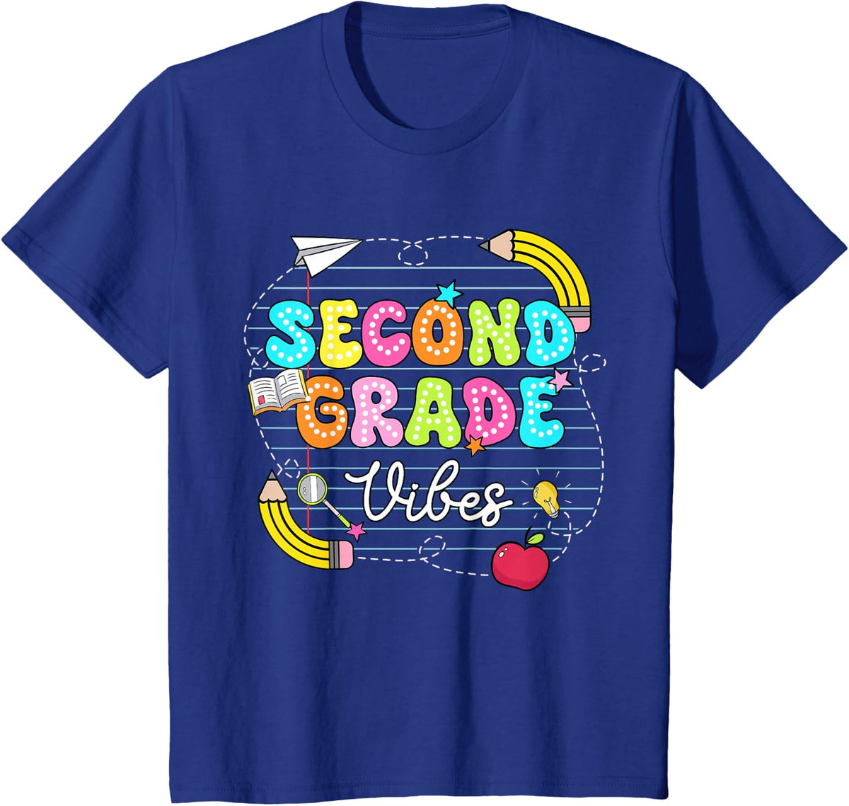 Second Grade Vibes First Day Back to School Student Teacher T-Shirt - Royal Blue