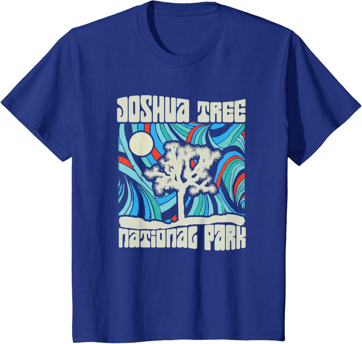 Joshua Tree National Park Retro Psychedelic 60s T-Shirt - Royal Blue