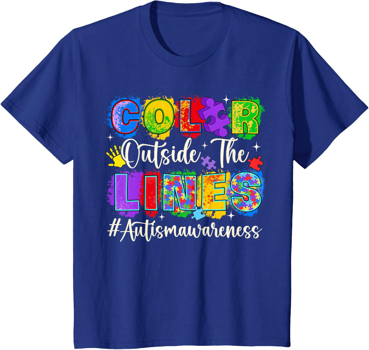 Color Outside the Lines Autism Awareness Autistic Pride T-Shirt - Royal Blue