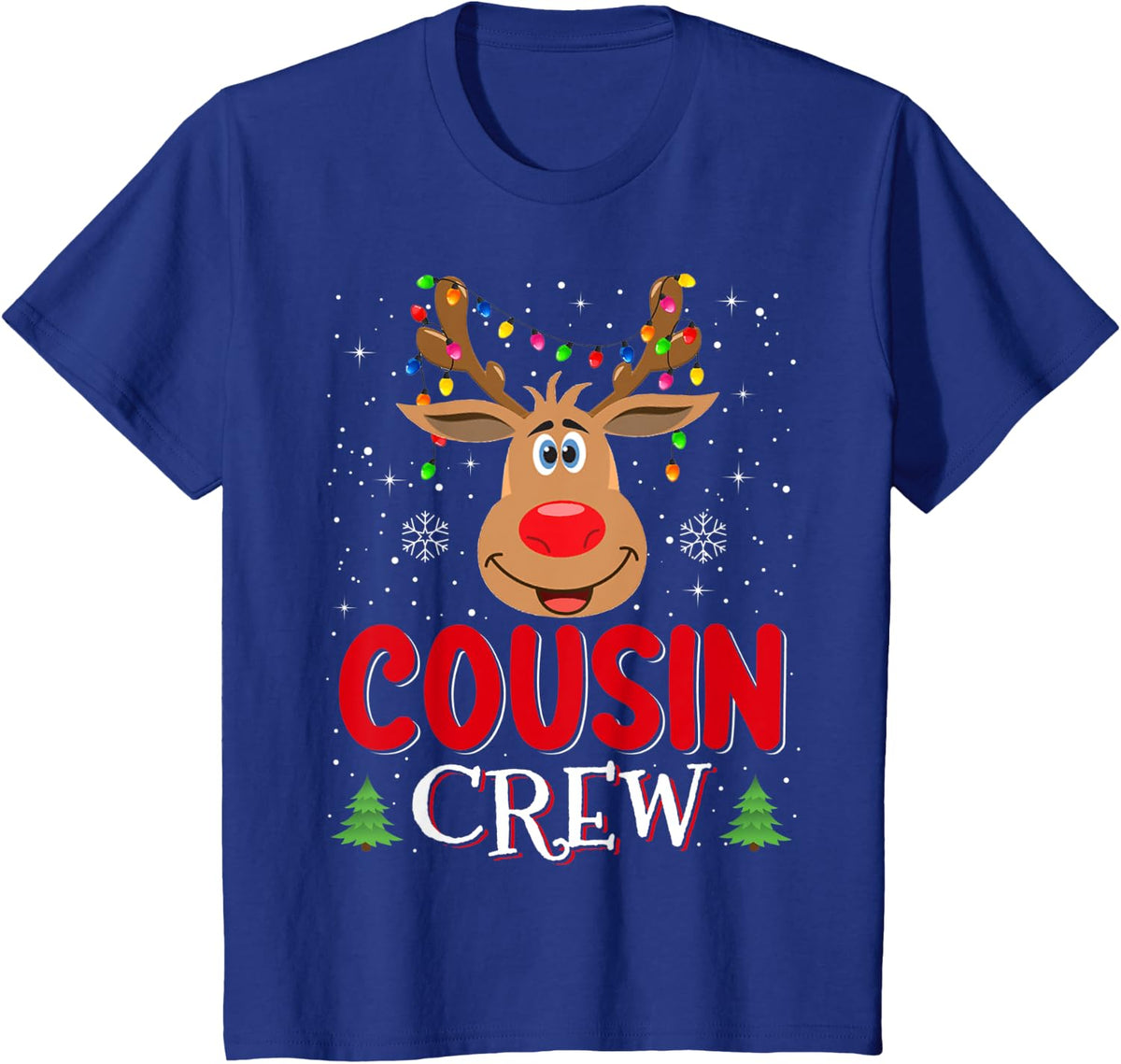 Funny Cousin Crew Reindeer Matching Christmas Family T-Shirt - Royal Blue