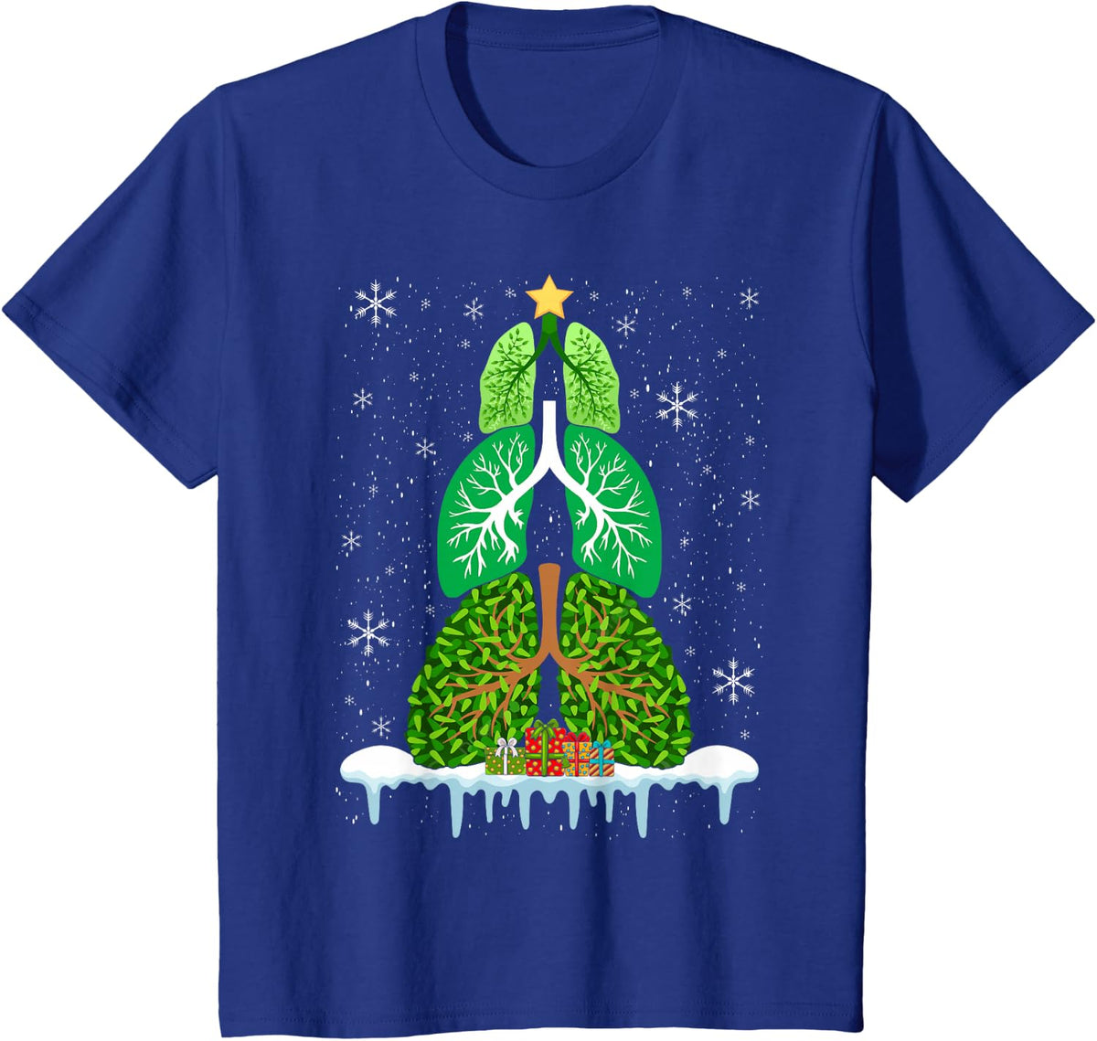 Lung Christmas Tree Respiratory Therapy Xmas Therapist T-Shirt - Royal Blue