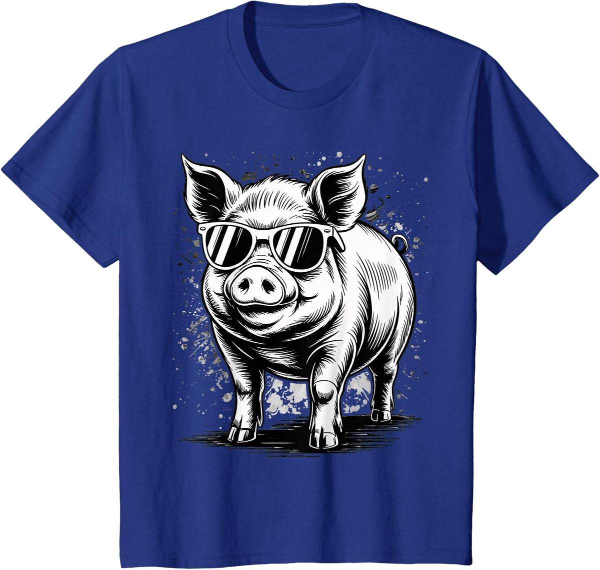 Pig Sunglasses Farmer T-Shirt - Royal Blue