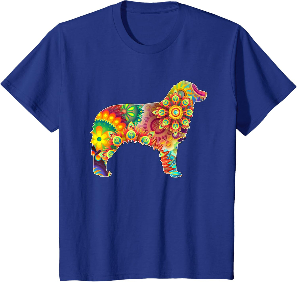 Colorful Trippy Abstract Art Australian Shepherd T-Shirt - Royal Blue