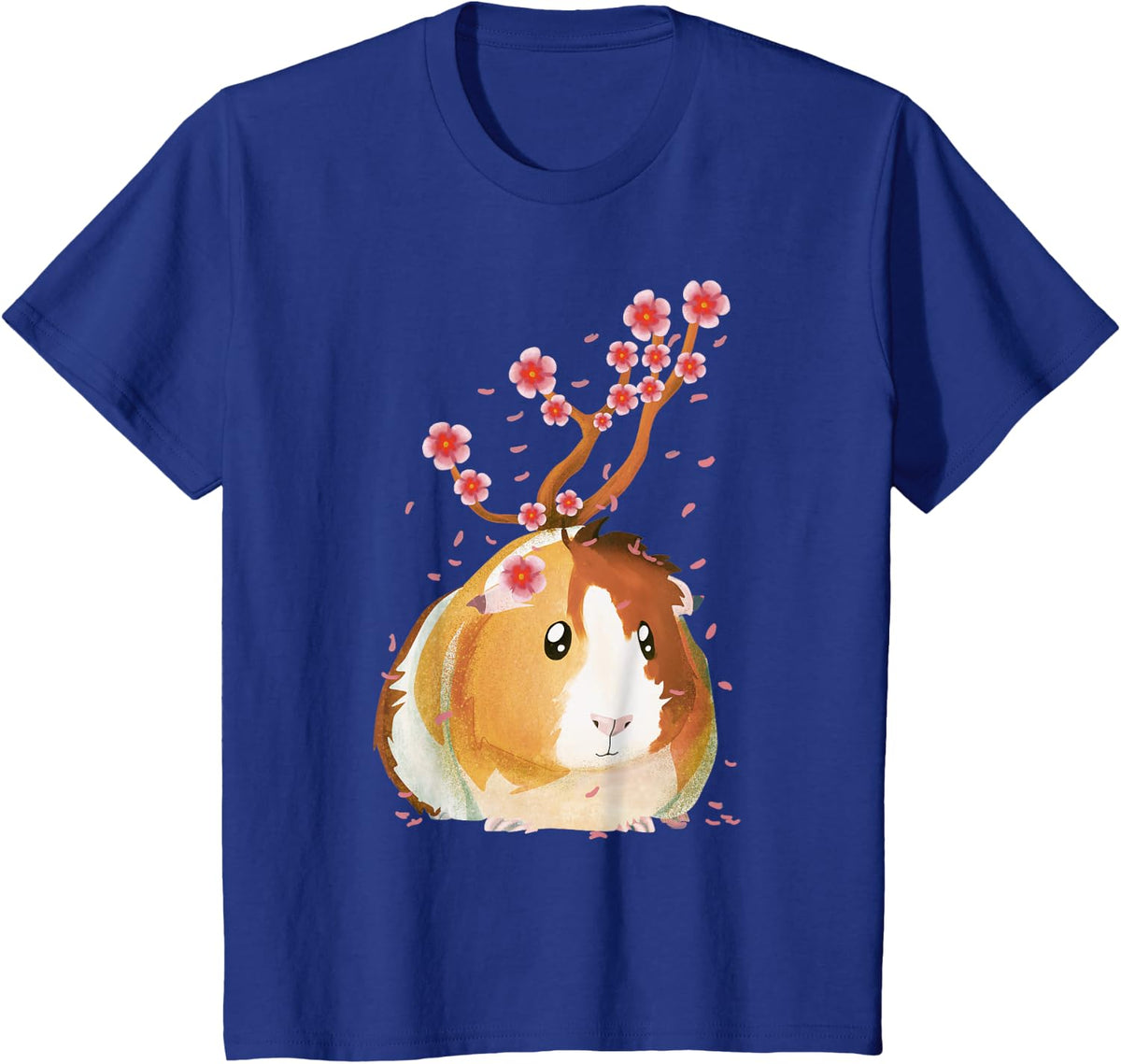 Vintage Guinea Pig Shirt Japanese Cherry Blossom Flower Gift T-Shirt - Royal Blue