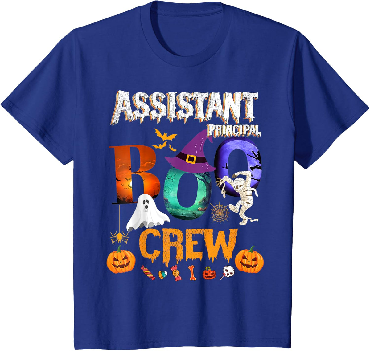 Assistant Principal Boo Crew Teacher Student Funny Halloween T-Shirt - Royal Blue