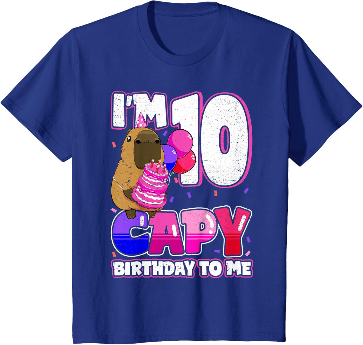 10 Years Capy Birthday to me Girls 10th Birthday Capybara T-Shirt - Royal Blue