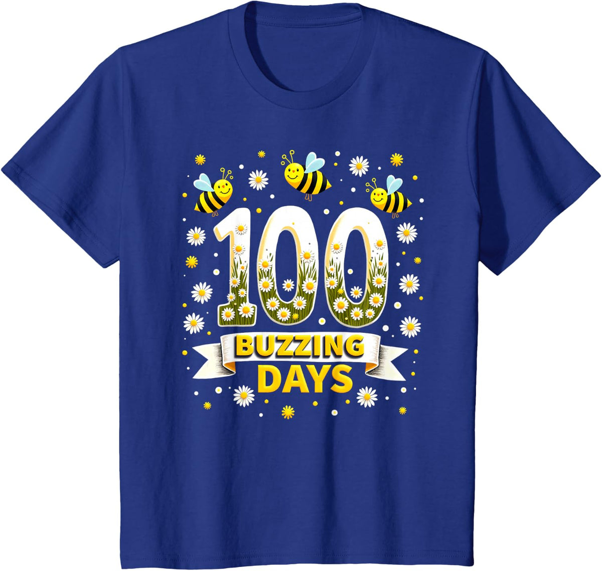 100 Days Of School Bees 100 Buzzing Days T-Shirt - Royal Blue