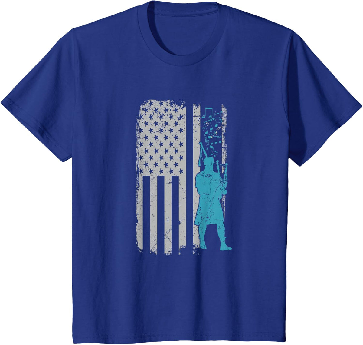 Bagpiper USA Flag Piper or Honor Guard Bagpipe Players T-Shirt - Royal Blue