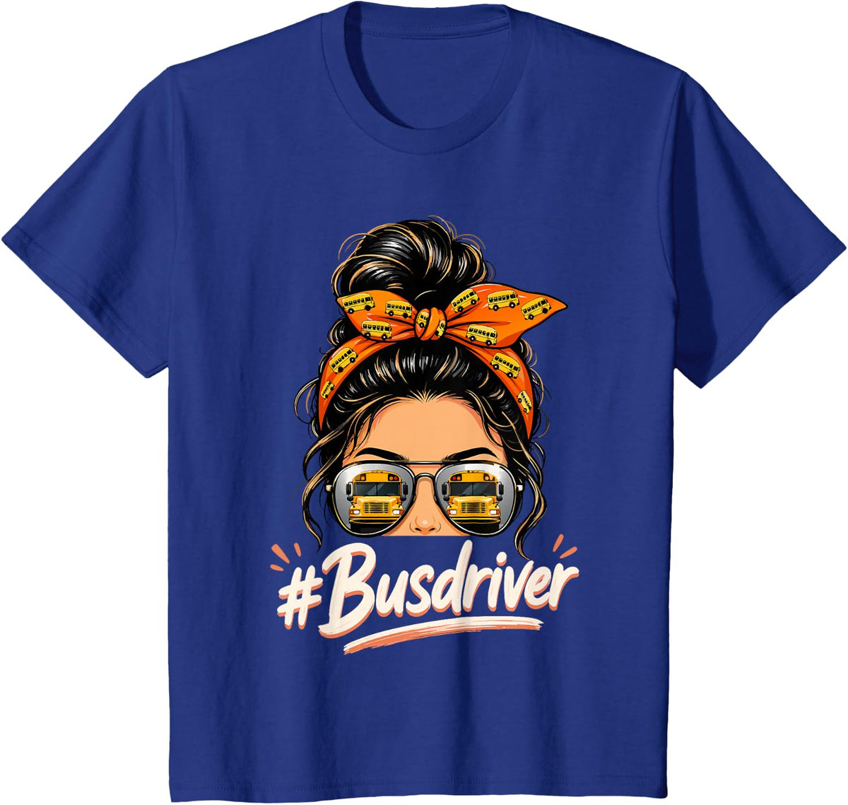 Female School Bus Driver Woman Schoolbus T-Shirt - Royal Blue
