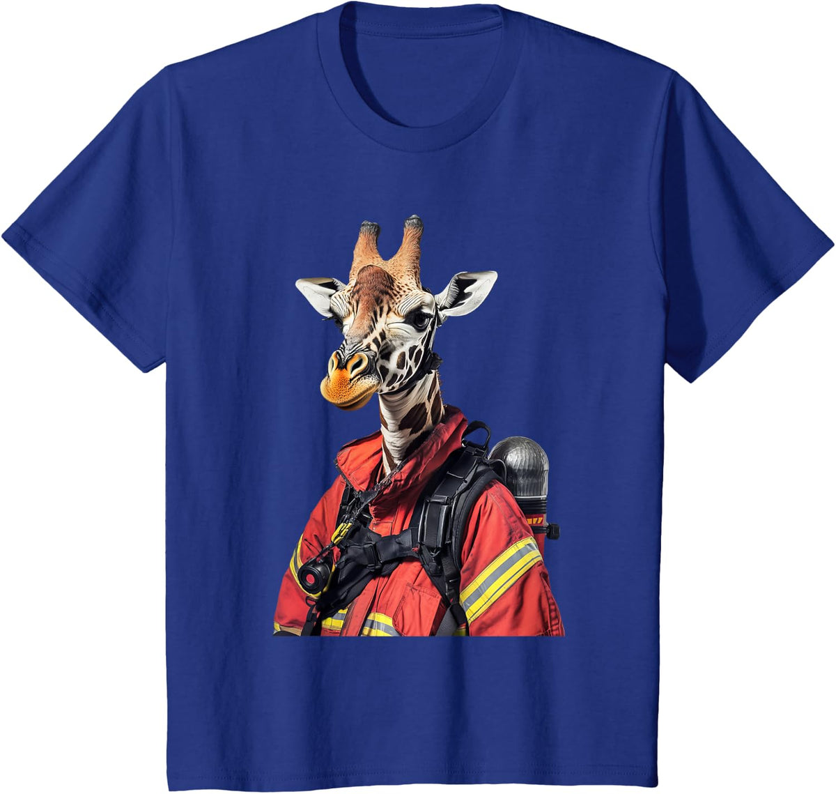 Giraffe Firefighter T-Shirt - Royal Blue