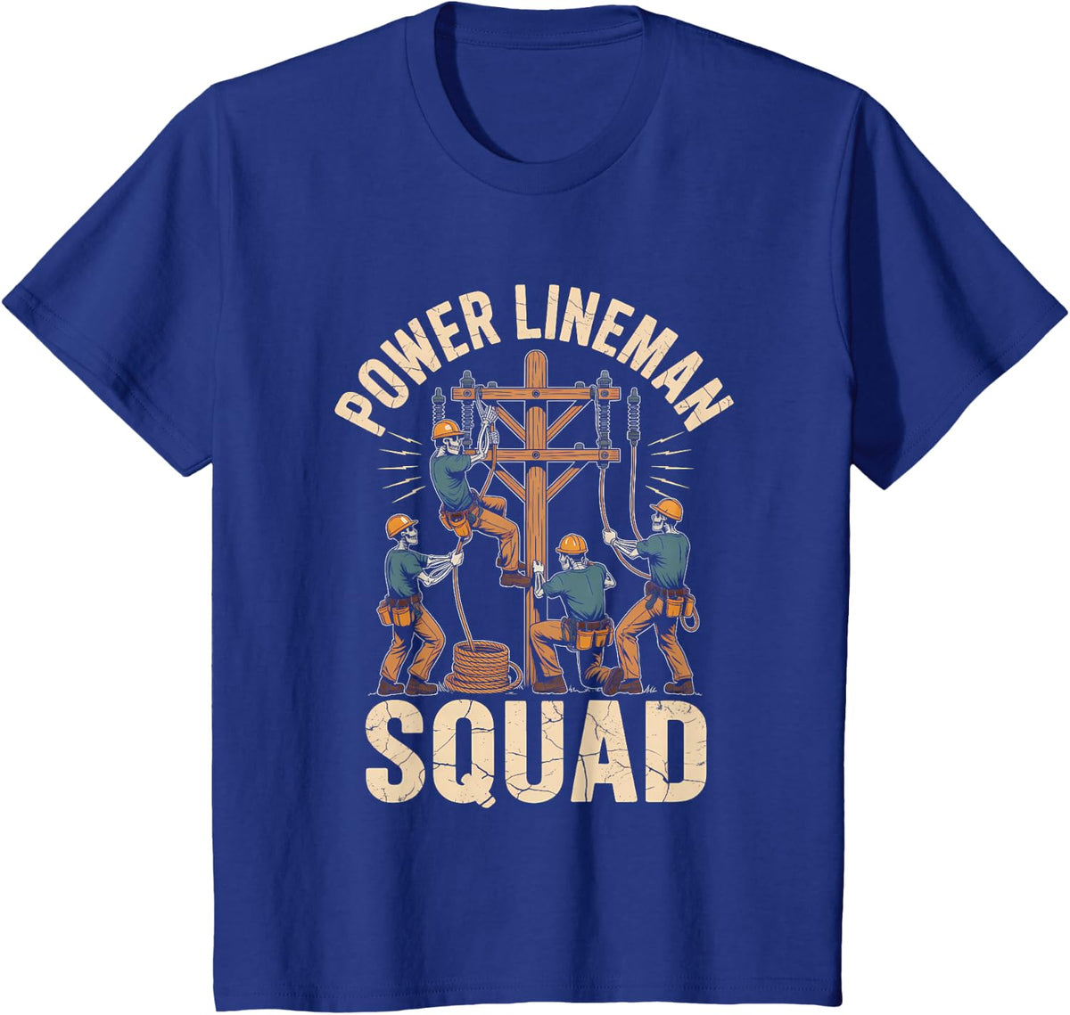 Utility Worker Power Lineman Squad Crew T-Shirt - Royal Blue