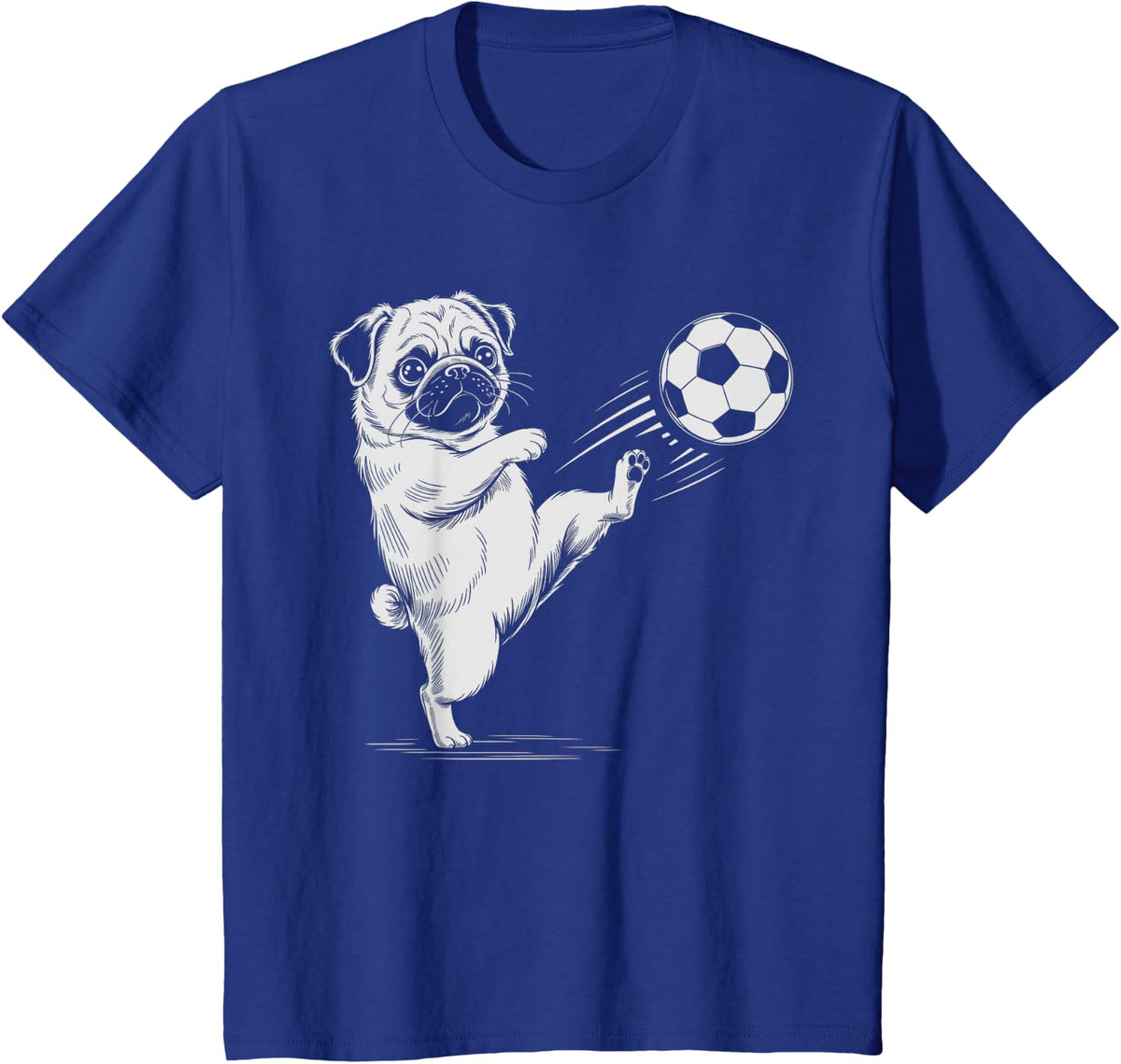 Funny Soccer Pug Ball Ready Crush Kids Score Game On Dog Mom T-Shirt - Royal Blue