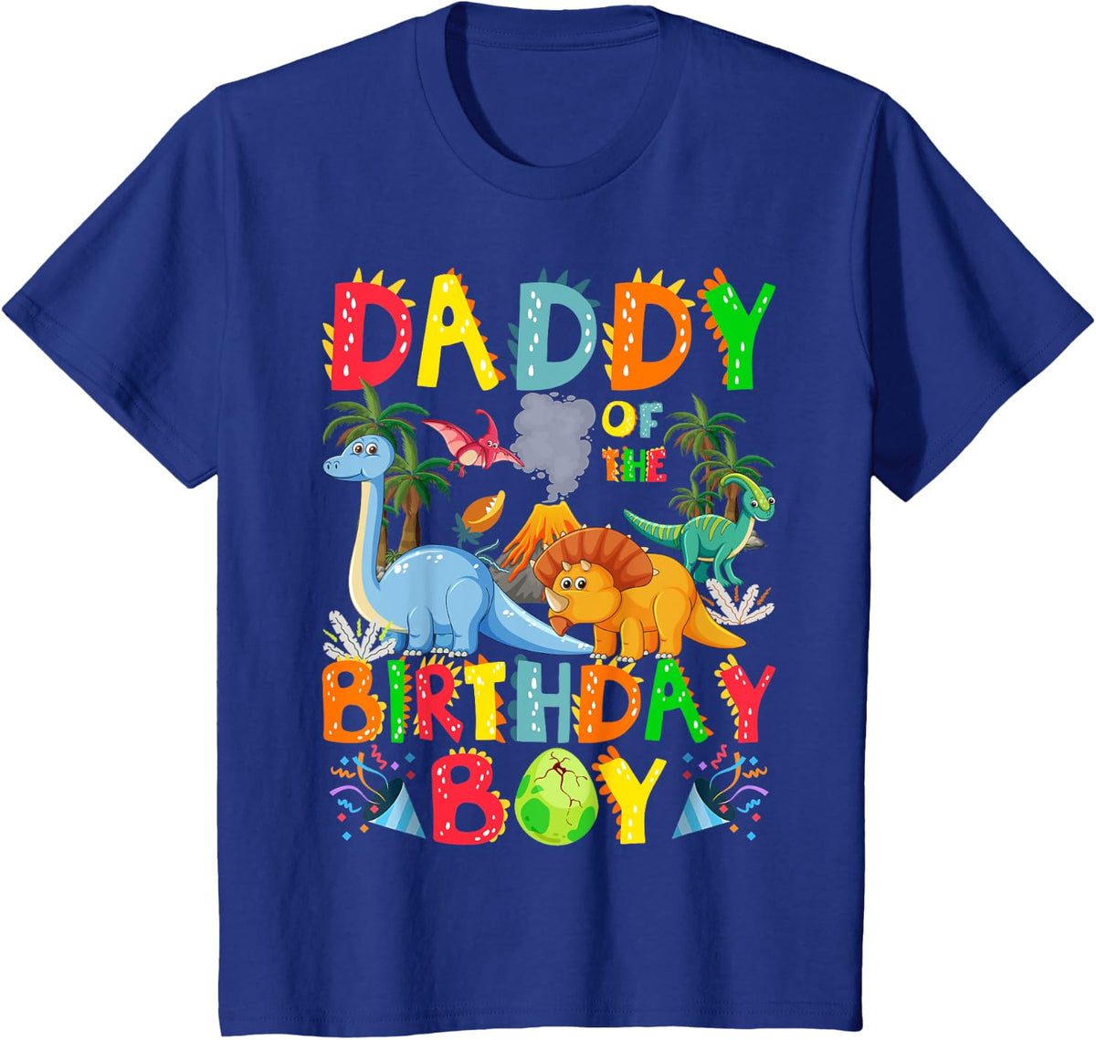 Daddy of The Birthday Boy Dinosaur T-Rex Bday Party T-Shirt - Royal Blue