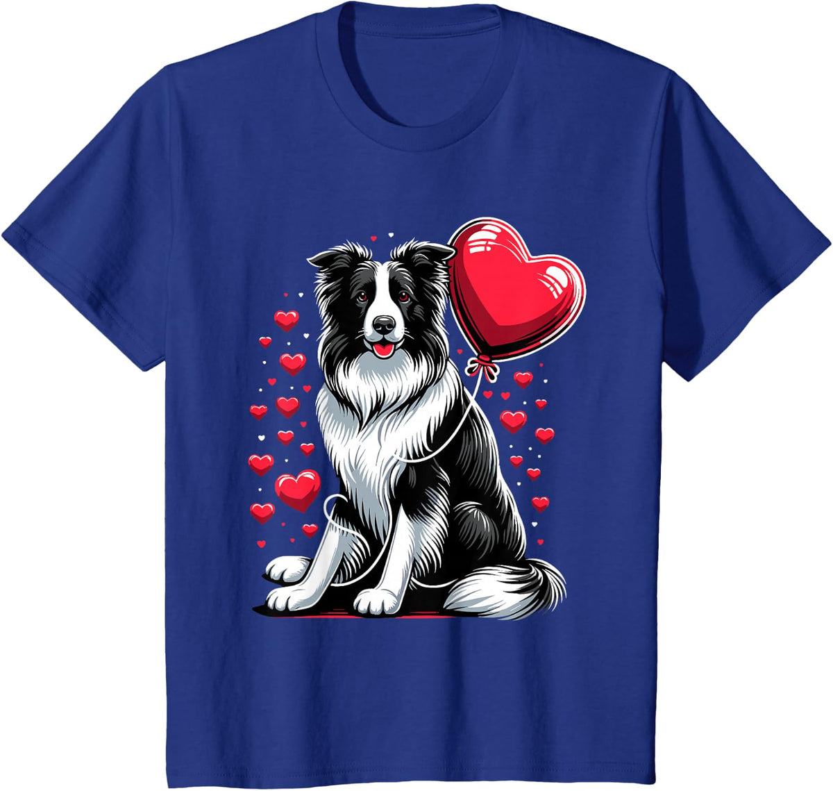 Border Collie Dog Valentines Day Dog Owner Valentine T-Shirt - Royal Blue
