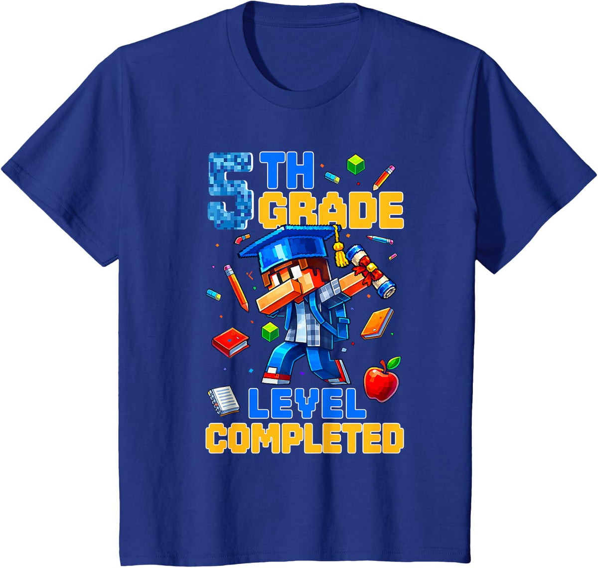 5th Grade Level Completed Last Day of School Dabbing Boy T-Shirt - Royal Blue