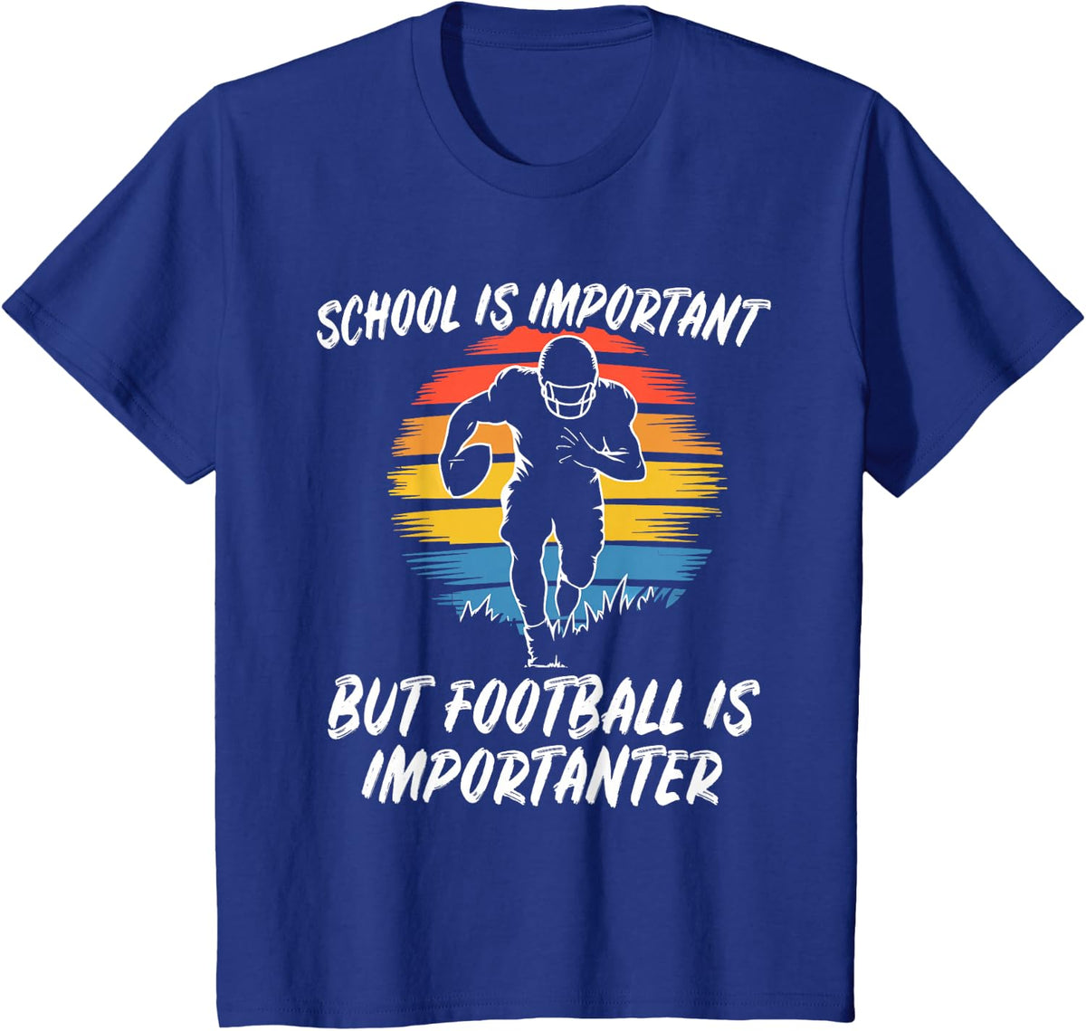 Funny Football Lineman School is Important Gift: Mens & Boys T-Shirt - Royal Blue