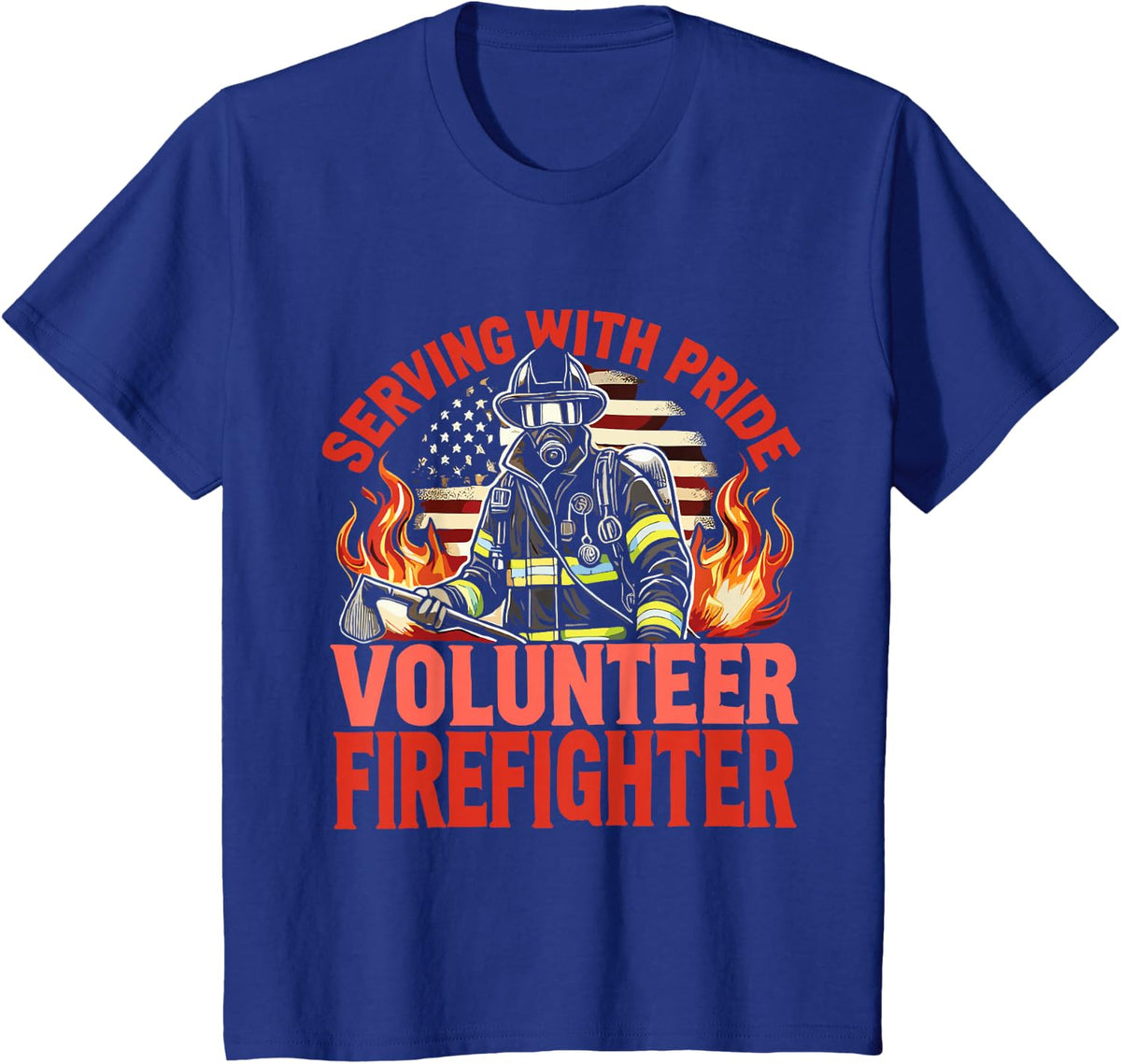 Fire Department Serving With Pride Volunteer Firefighter T-Shirt - Royal Blue