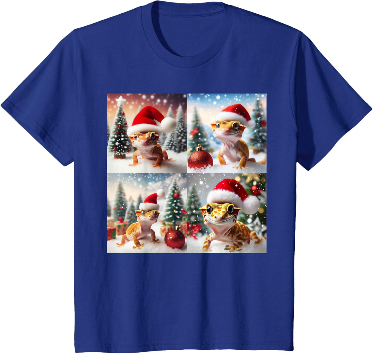 Crested Gecko Crestie Christmas T-Shirt - Royal Blue