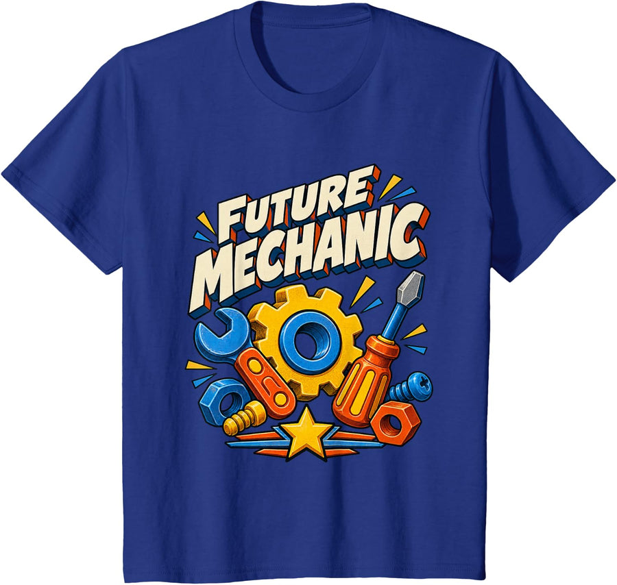 Kids Funny Future Mechanic Saying, Kids Garage Tools T-Shirt - Royal Blue