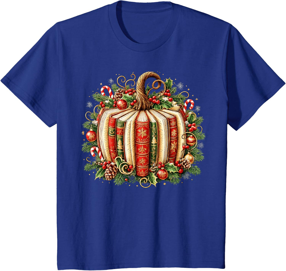 Lover Fall Reading Pumpkin Christmas Teacher Kids T-Shirt - Royal Blue