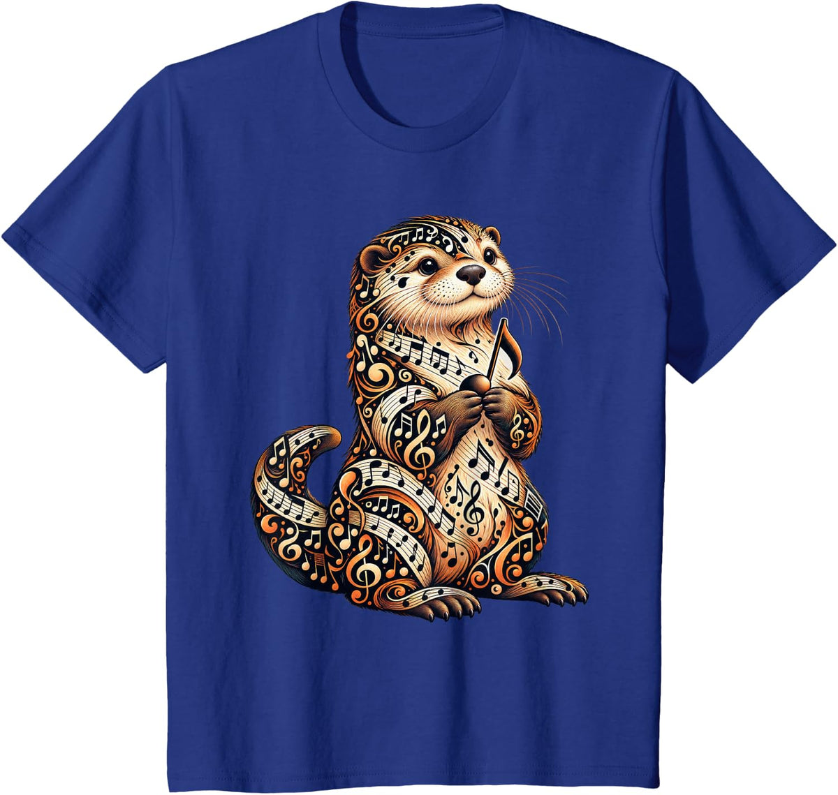 Musical Notes Otter Music Musician T-Shirt - Royal Blue
