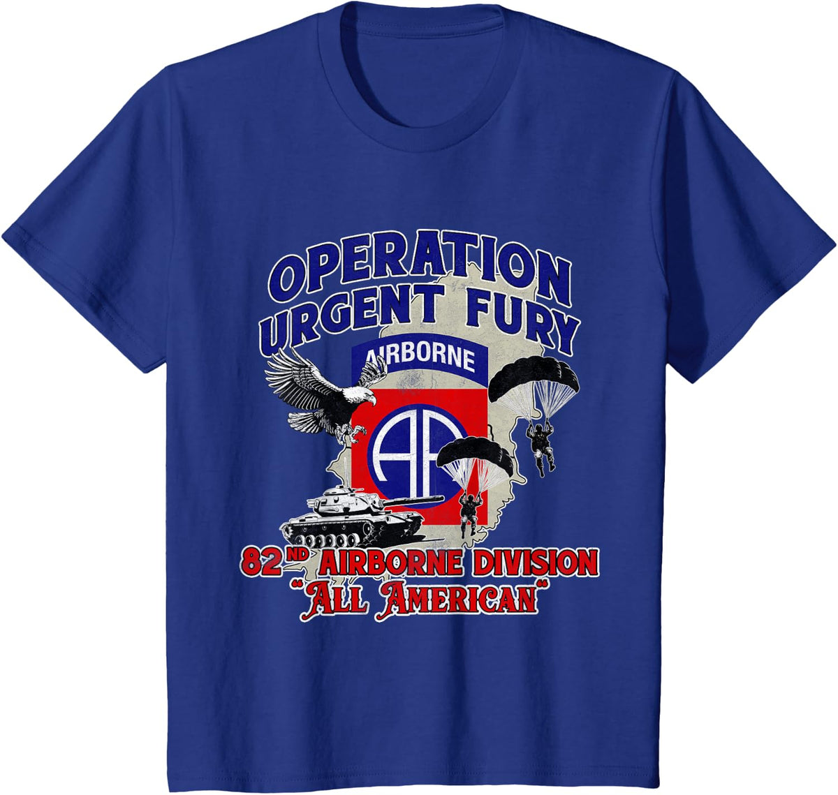 82nd Airborne Division - Operation Urgent Fury OUF Veteran T-Shirt - Royal Blue