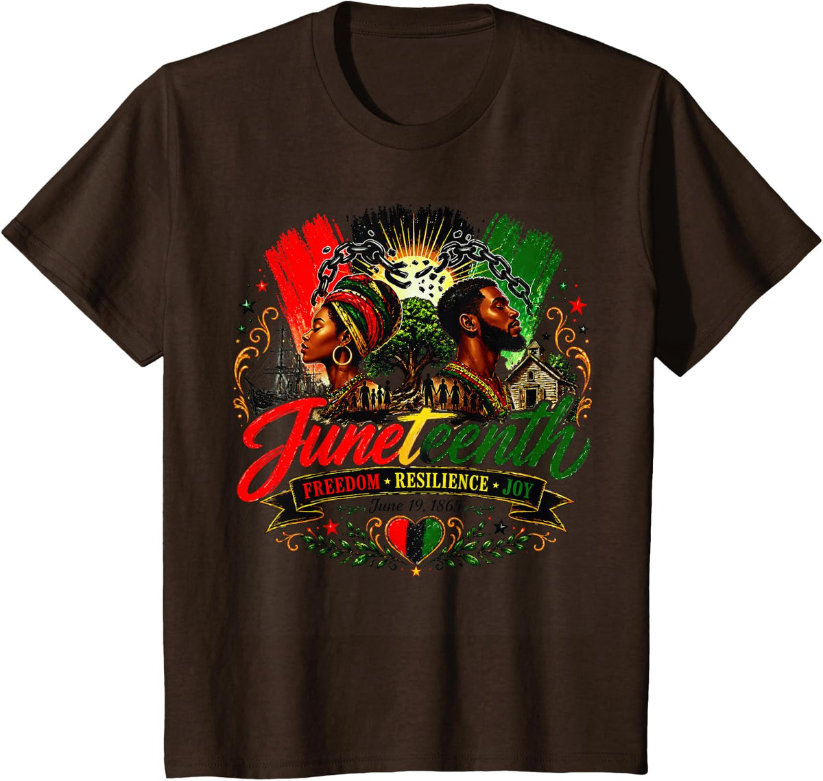 Juneteenth Black American Feedom 1865 Juneteenth Men Women T-Shirt - Brown