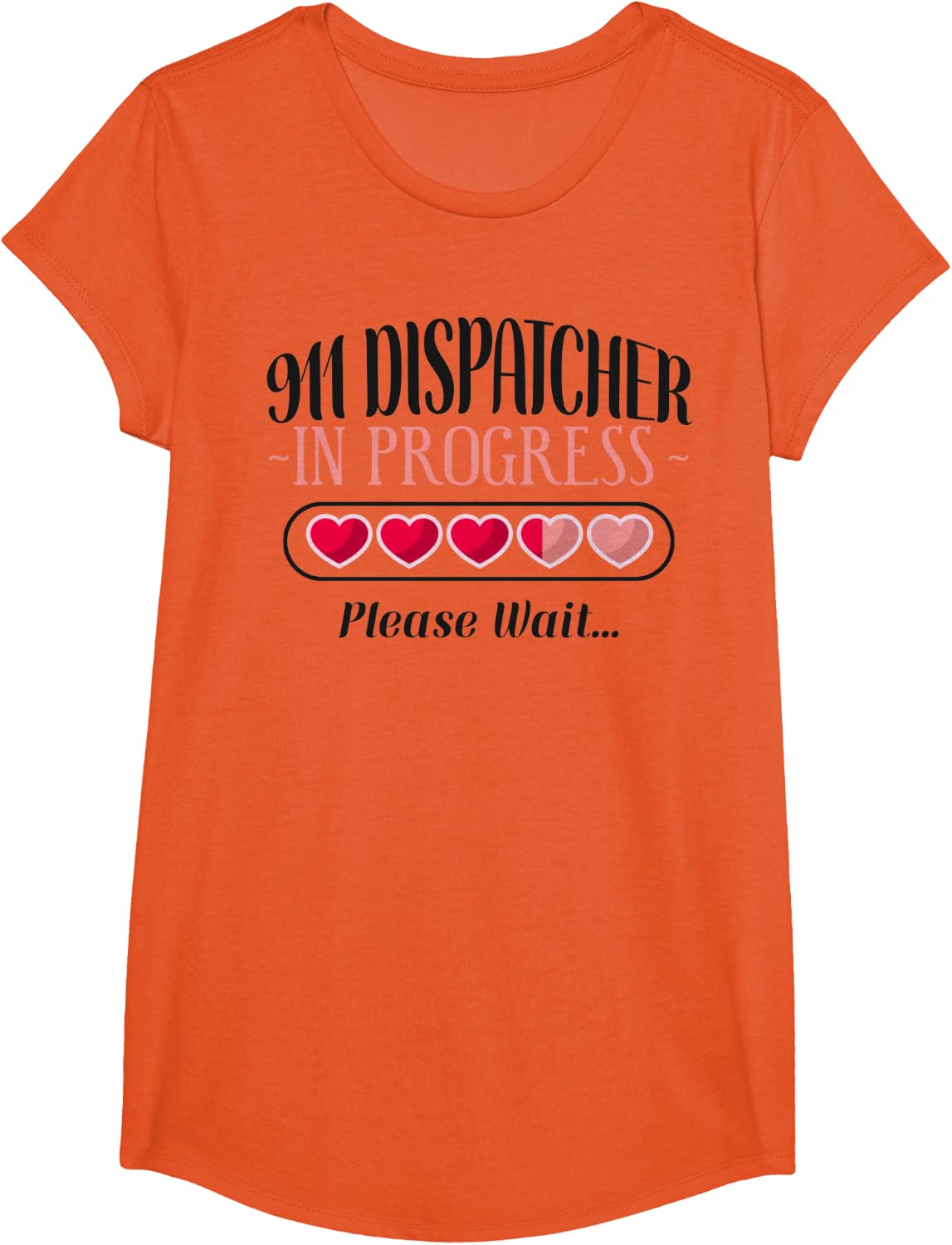 911 Dispatcher Thin Gold Yellow Line 911 Dispatcher In T-Shirt - Girls Orange