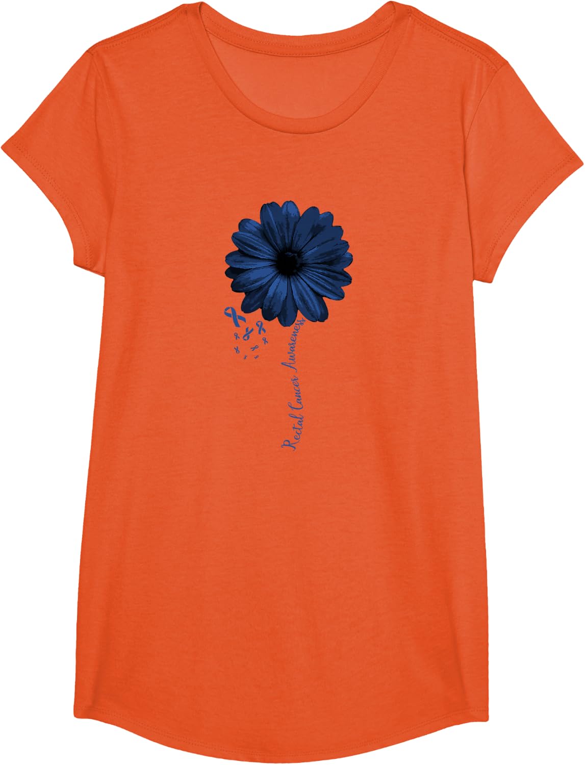 Rectal Cancer Awareness T-Shirt Survivor Warrior Pretty Gift T-Shirt - Girls Orange