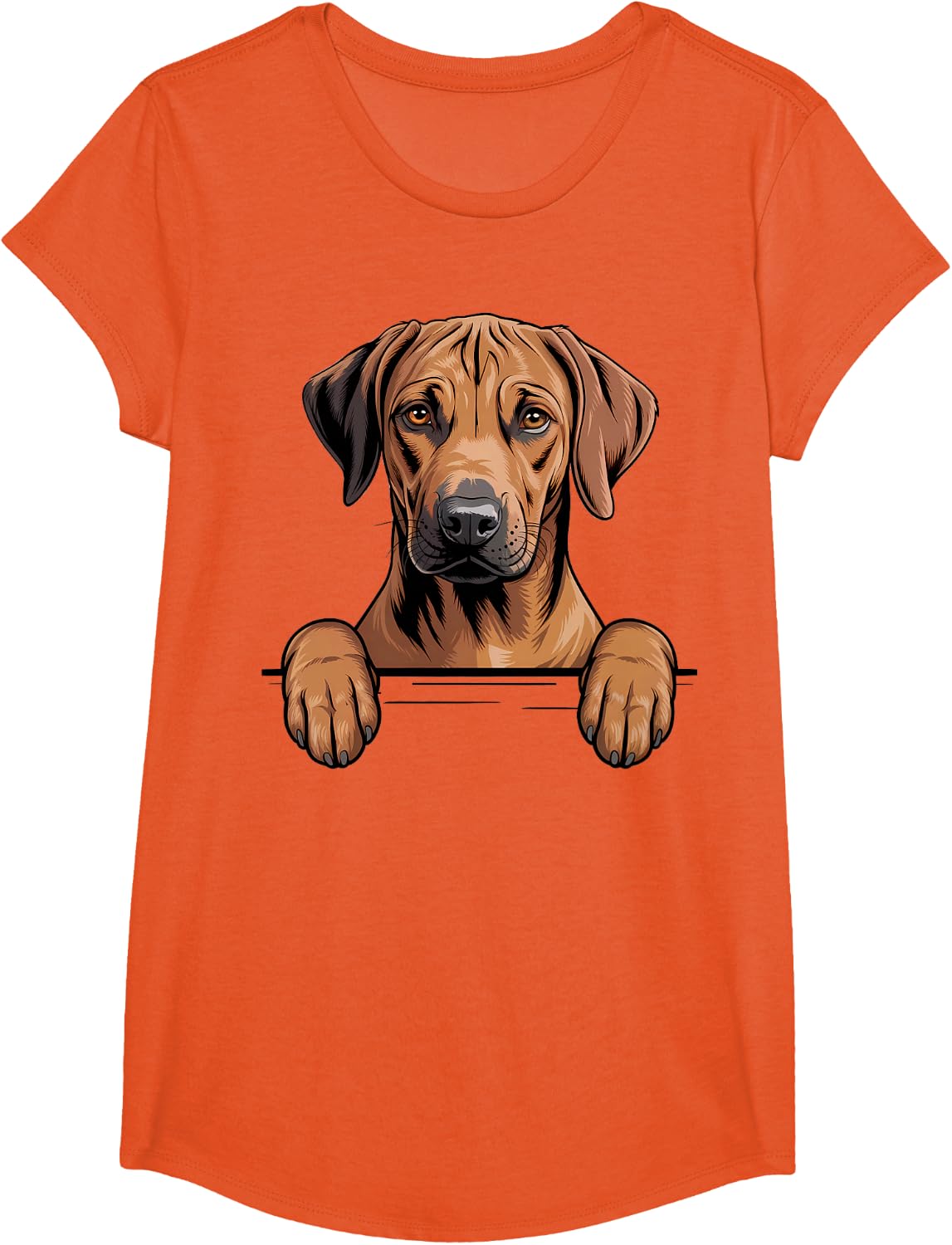 Rhodesian Ridgeback Funny Peeking Pocket Dog Tees T Shirts for Dog Lovers Men Women - Girls Orange