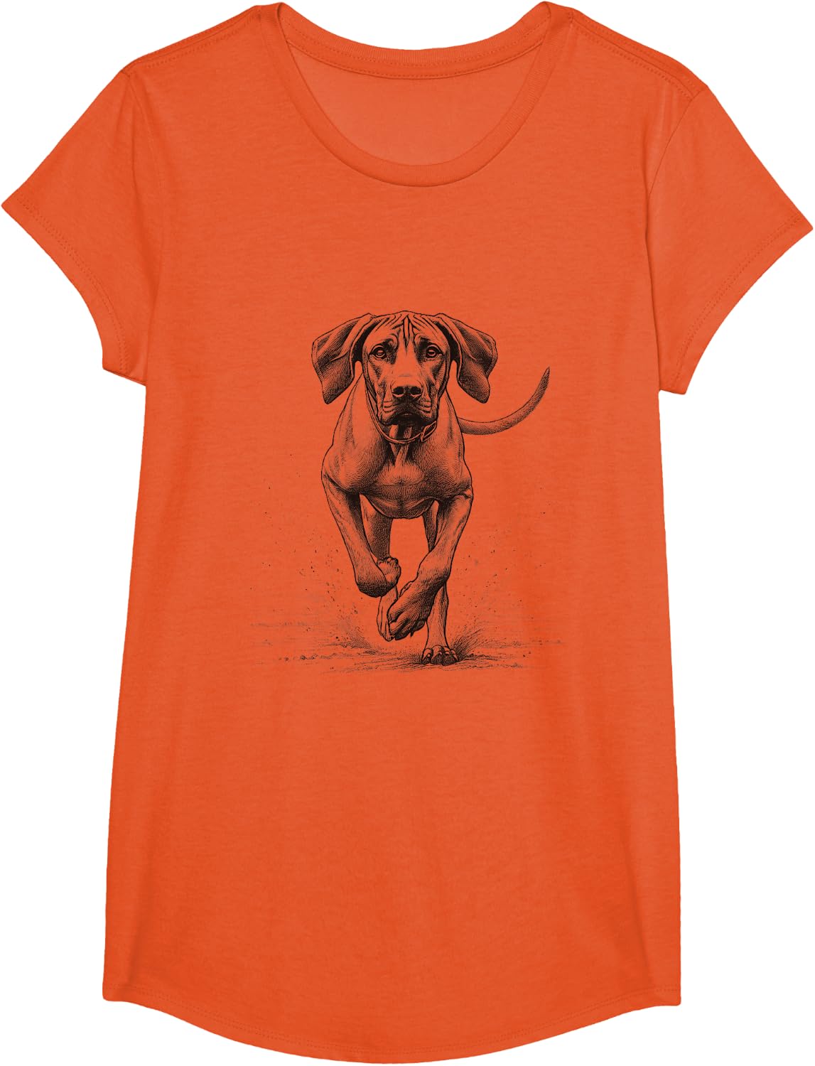 Rhodesian Ridgeback Dog Owners Running Design T-Shirt - Girls Orange