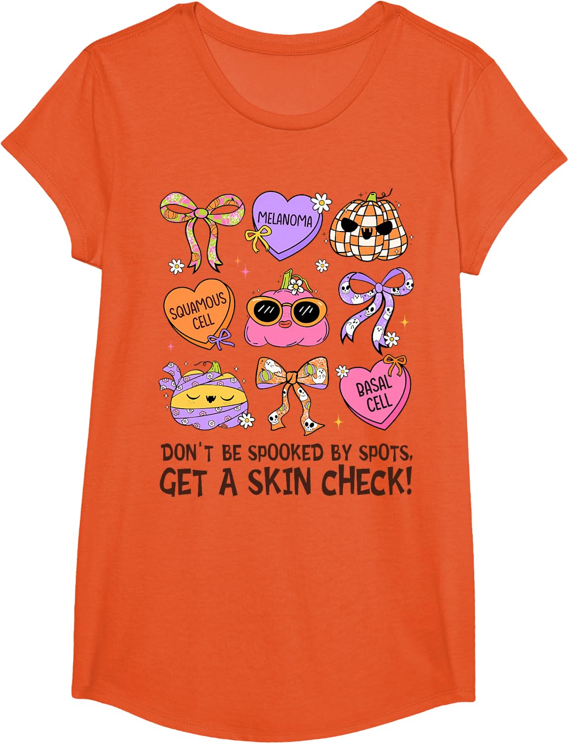 Get A Skin Check Dermatologist Dermatology Nurse Halloween T-Shirt - Girls Orange