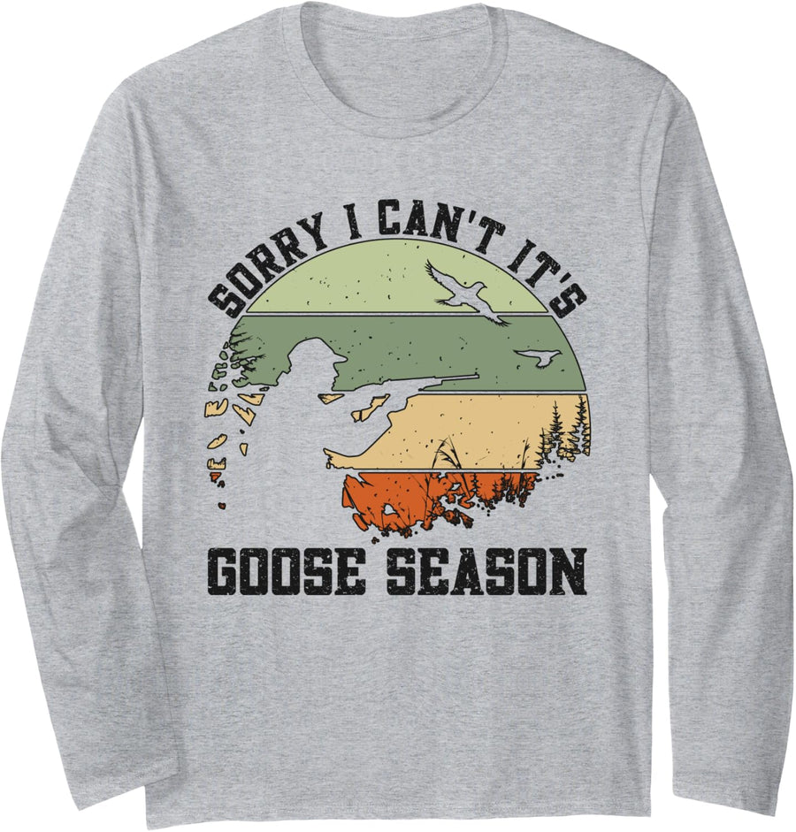 Hunting Waterfowl It's Goose Season Goose Hunting Long Sleeve T-Shirt - Adult Unisex Heather Grey