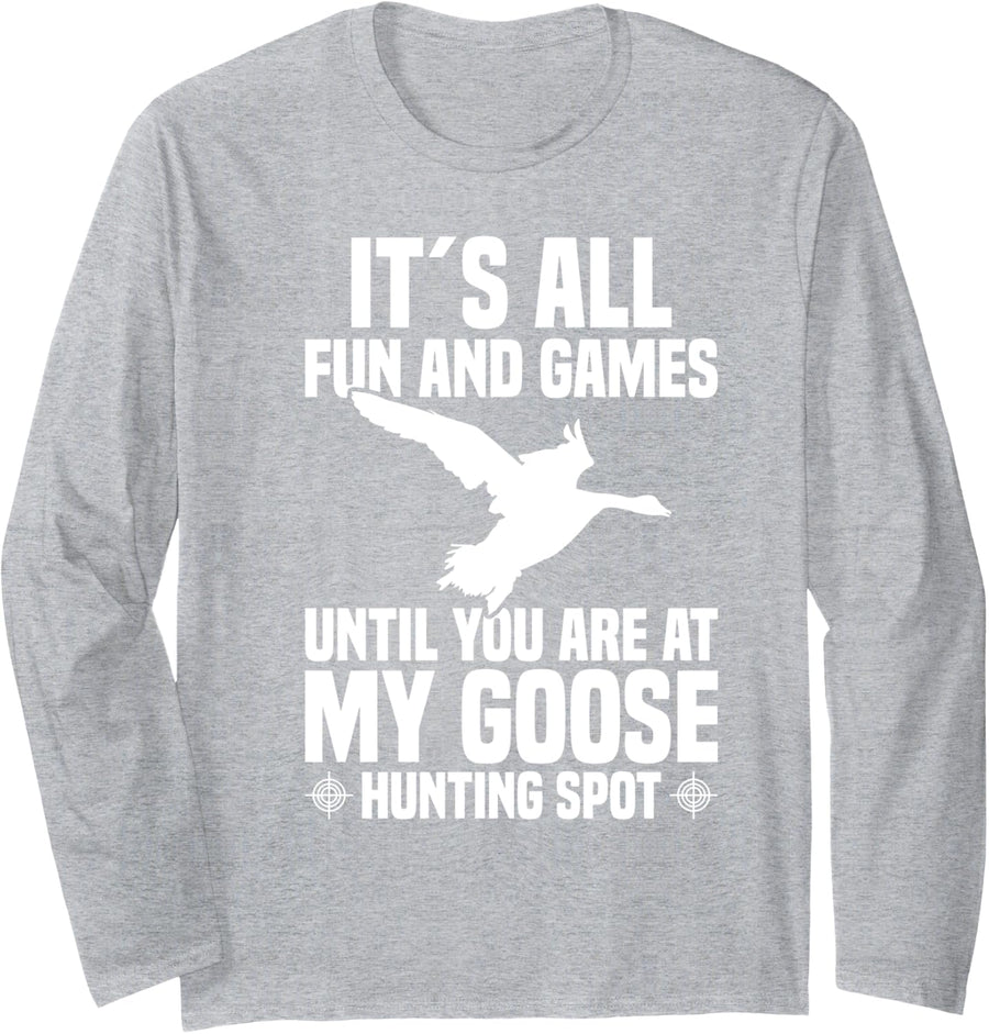 Goose Hunting Spot Accessories Bird Hunter Geese Hunter Long Sleeve T-Shirt - Adult Unisex Heather Grey