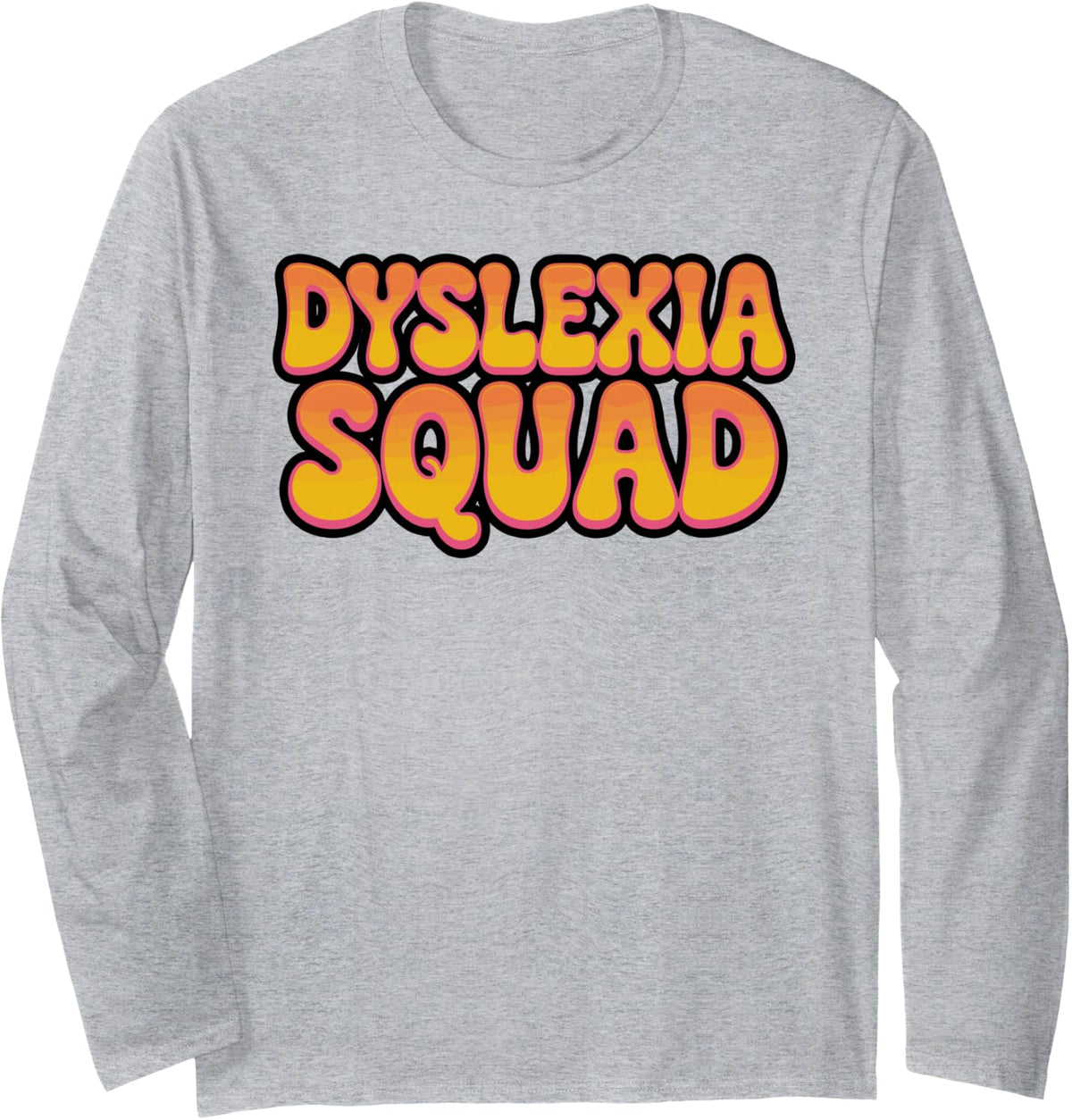 Dyslexia Squad Rainbow Awareness Long Sleeve T-Shirt - Adult Unisex Heather Grey