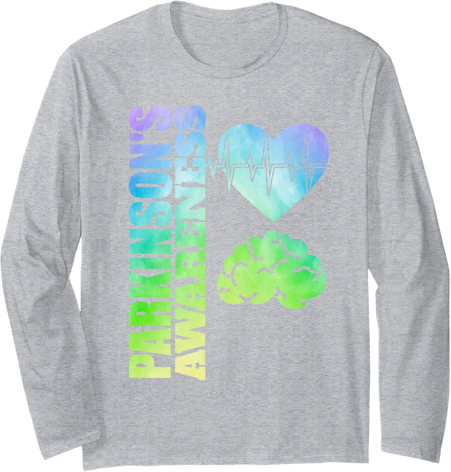 Parkinsons Awareness Parkinsons Disease Long Sleeve T-Shirt - Adult Unisex Heather Grey