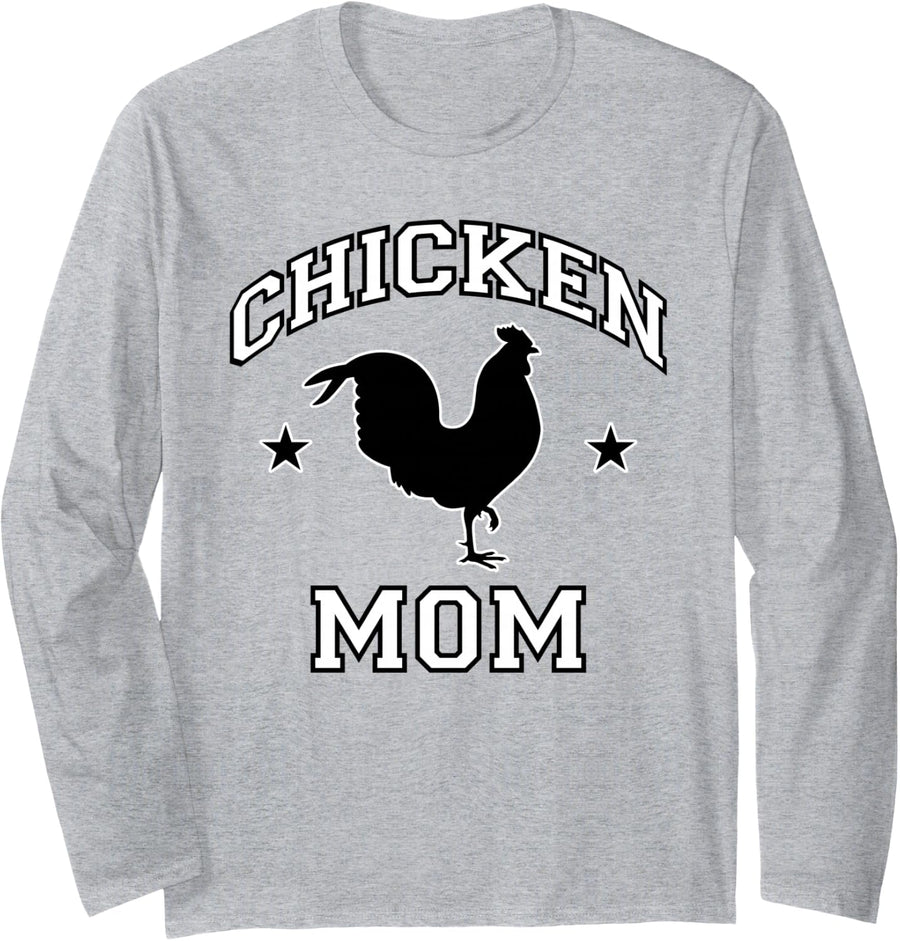 Chicken Mom Long Sleeve T-Shirt - Adult Unisex Heather Grey