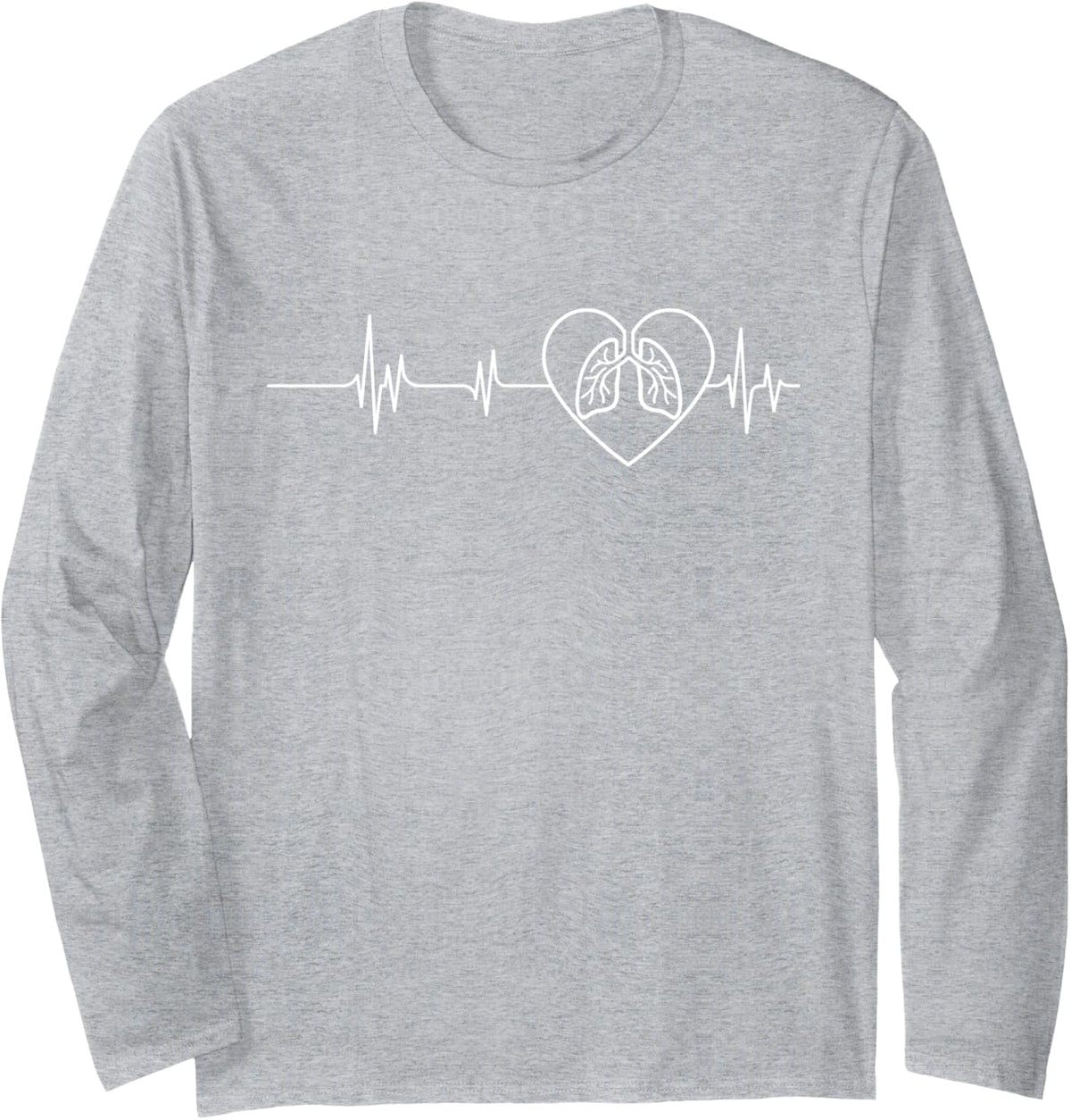 Respiratory Therapy Heartbeat - Lungs Respiratory Therapist Long Sleeve T-Shirt - Adult Unisex Heather Grey