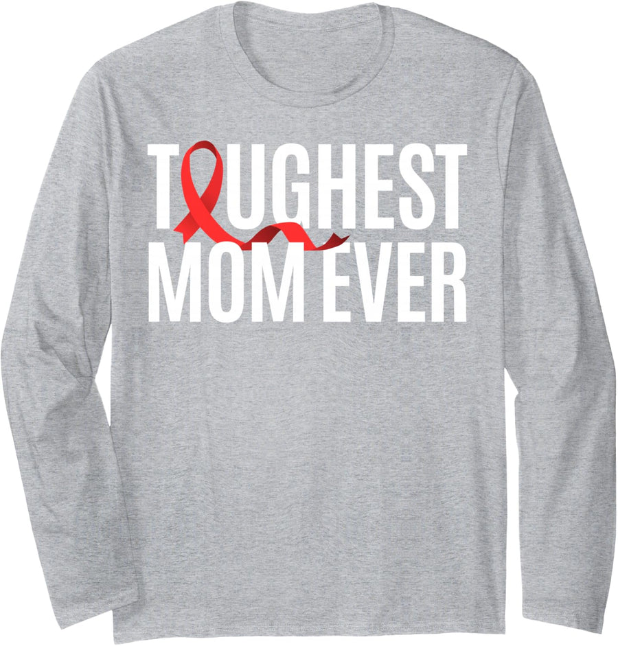 Toughest Mom Ever Wolff-Parkinson-White Long Sleeve T-Shirt - Adult Unisex Heather Grey