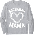 Doberman Mom Art for Women Girls Mom Pinscher Doberman Mom Long Sleeve T-Shirt - Adult Unisex Heather Grey