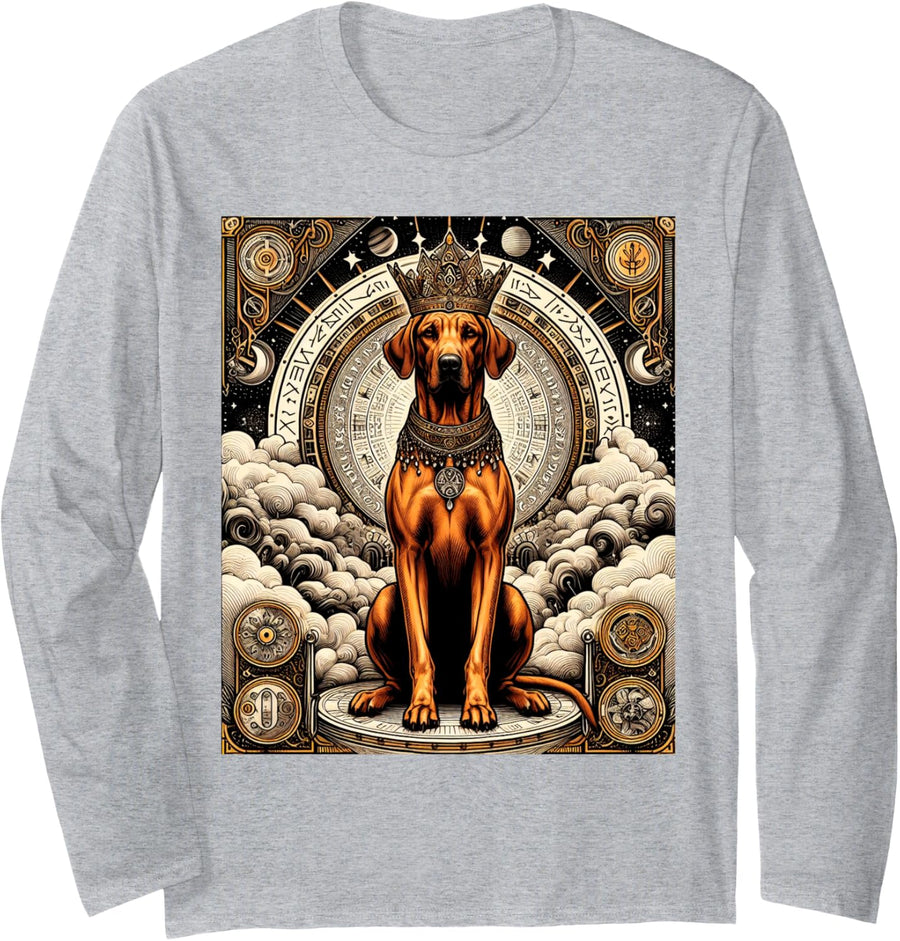 Rhodesian Ridgeback tarot card Long Sleeve T-Shirt - Adult Unisex Heather Grey