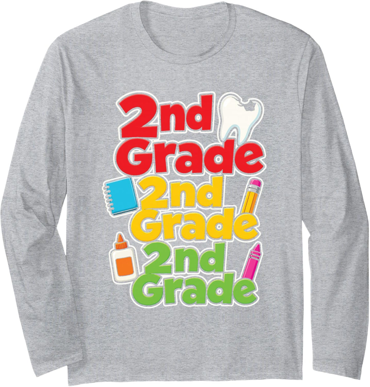 2nd Grade Second Grader Elementary School First Day Long Sleeve T-Shirt - Adult Unisex Heather Grey