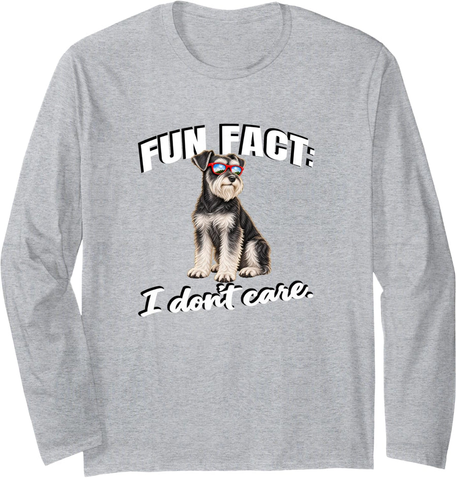 Womens Moms Fun Fact Don't Care Miniature Schnauzer Lover Long Sleeve T-Shirt - Adult Unisex Heather Grey