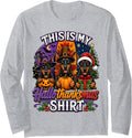 This is My Hallothanksmas Doberman Pinscher Dog Lovers Long Sleeve T-Shirt - Adult Unisex Heather Grey