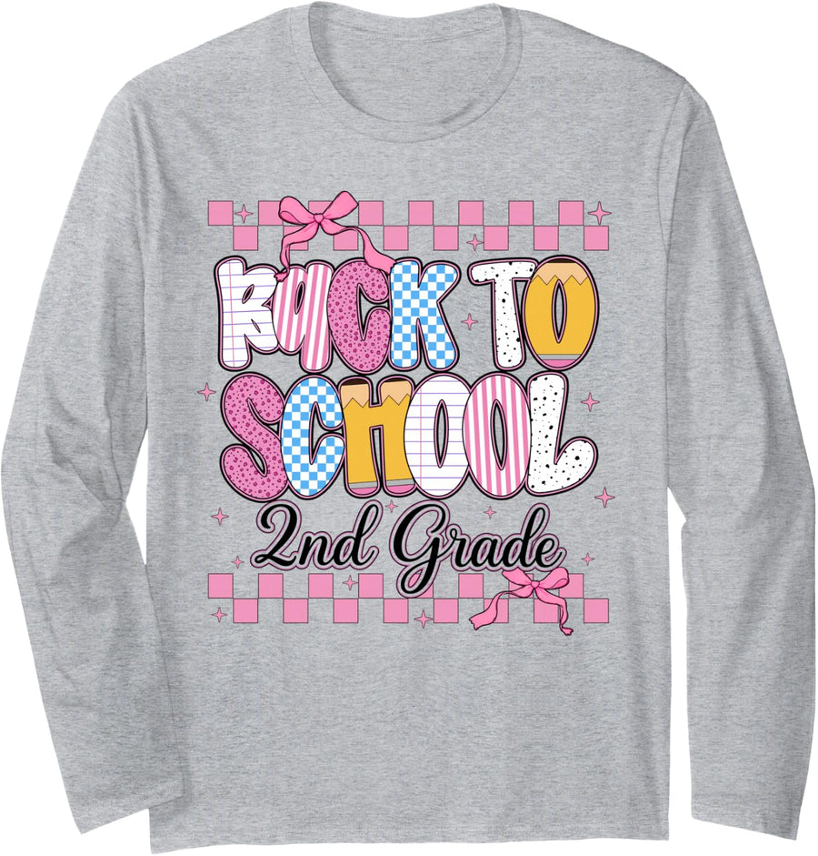 Welcome Back to School 2nd Second Grade Teachers Students Long Sleeve T-Shirt - Adult Unisex Heather Grey